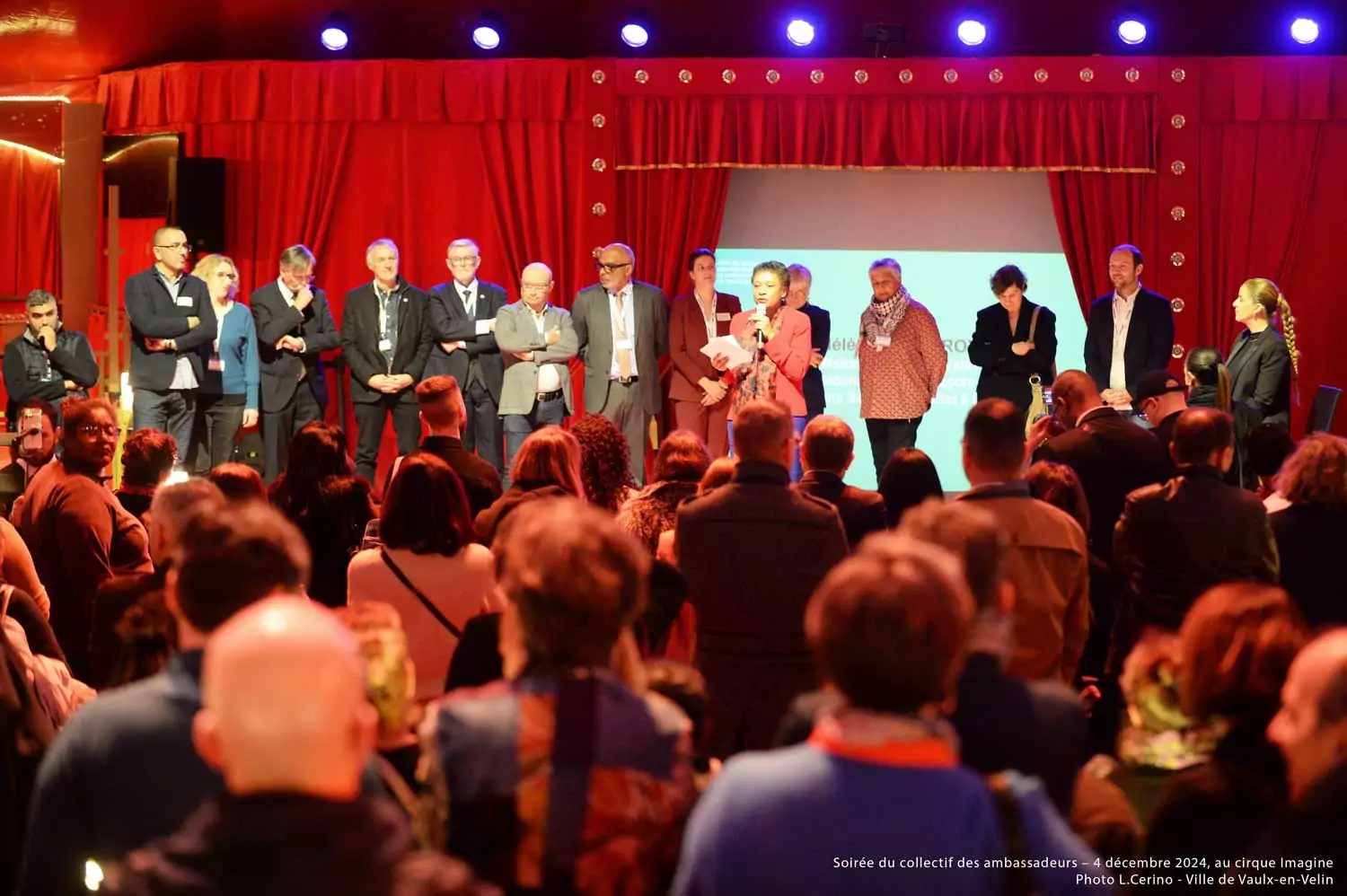 Soirée des ambassadeurs, en présence de Mme Geoffroy Maire de Vaulx‑en‑Velin, au cirque Imagine le 4 décembre 2024